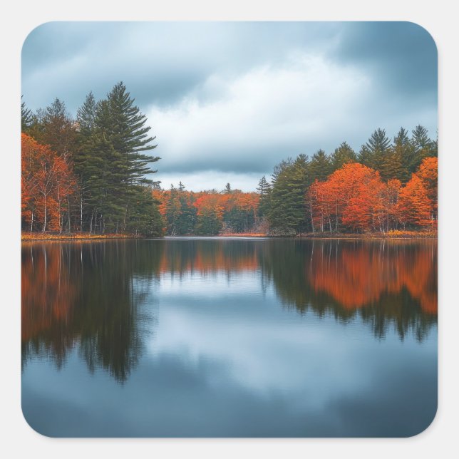 Autumn Lake Square Sticker (Front)