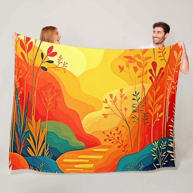 Autumn Landscape Art Fleece Blanket (In Situ)