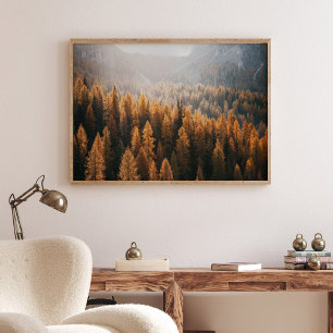 Autumn Landscape Autumn Mountain View With Yellow  Poster