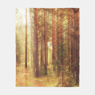autumn landscape background, sun rays in the fores fleece blanket