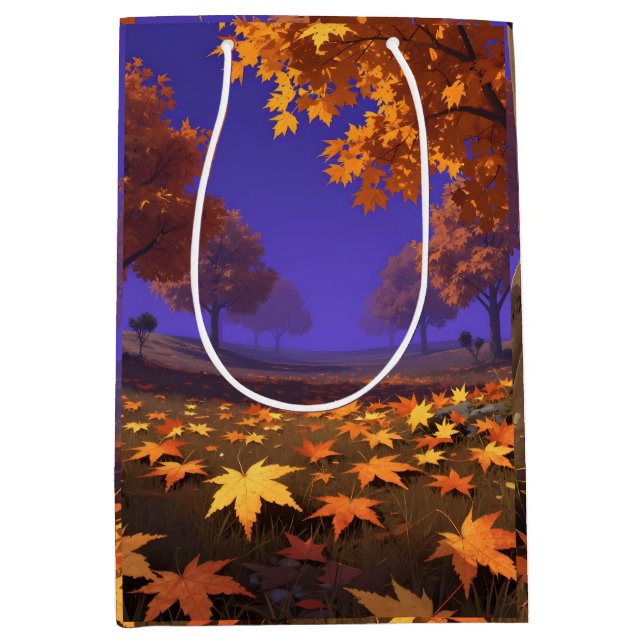 Autumn landscape featuring  maple leaves medium gift bag (Front)