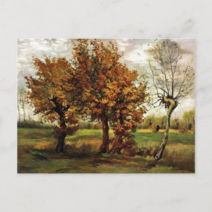 Autumn Landscape Four Trees Van Gogh Fine Art Postcard