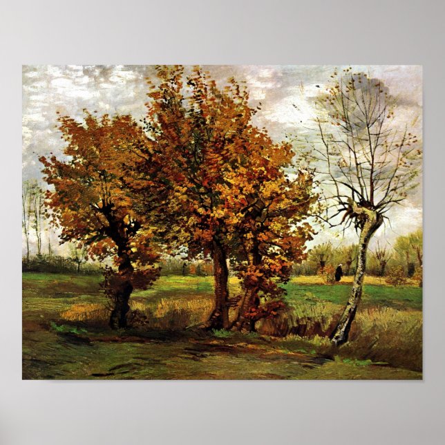 Autumn Landscape Four Trees Van Gogh Fine Art Poster (Front)