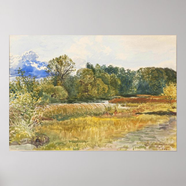 Autumn landscape in Rybiniszki Stanislaw Maslowski Poster (Front)