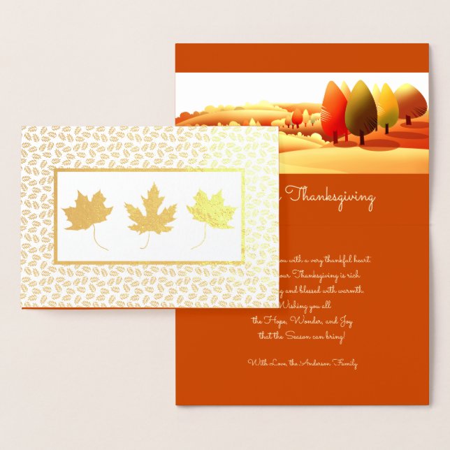Autumn Landscape Luxury Thanksgiving  Foil Card (Display)