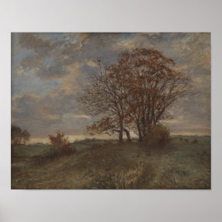Autumn landscape. Oil on canvas vintage Poster