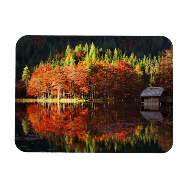 Autumn landscape on a lake magnet (Horizontal)
