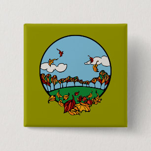 Autumn Landscape Scene 15 Cm Square Badge