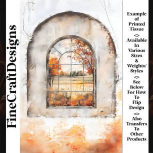 Autumn Landscape Through Arch Window AM9 Decoupage Tissue Paper