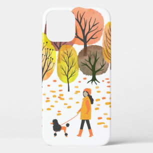 Autumn landscape. Watercolor Vintage illustration iPhone 12 Case