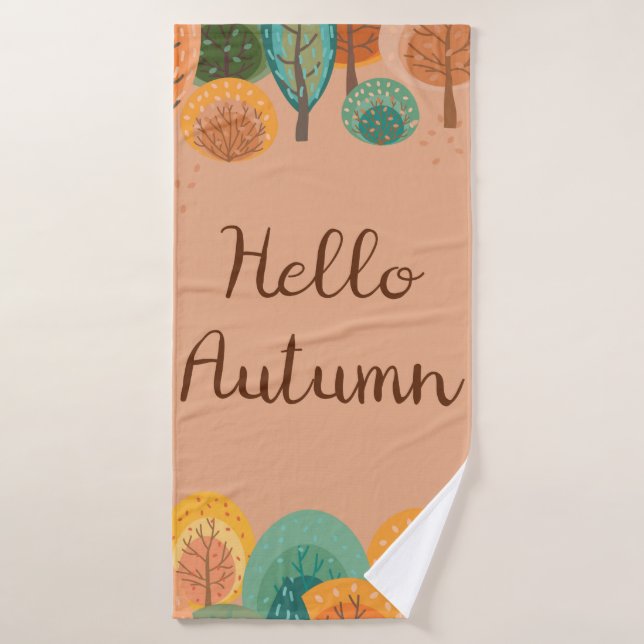 Autumn landscape with abstract flat handdrawn fore bath towel (Bath Towel)