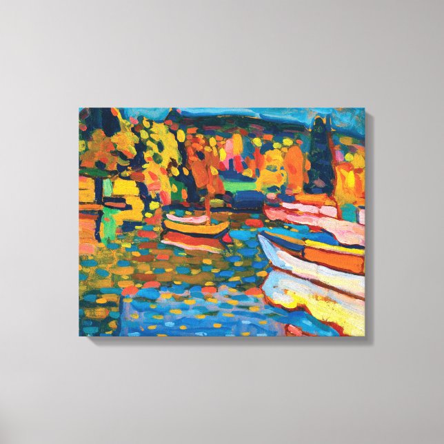 Autumn Landscape with Boats by Wassily Kandinsky Canvas Print (Front)