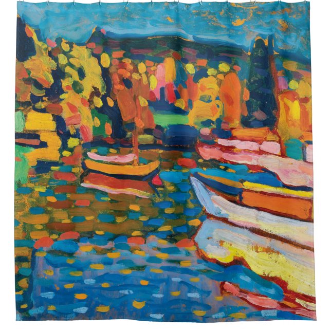 Autumn Landscape with Boats by Wassily Kandinsky Shower Curtain (Front)