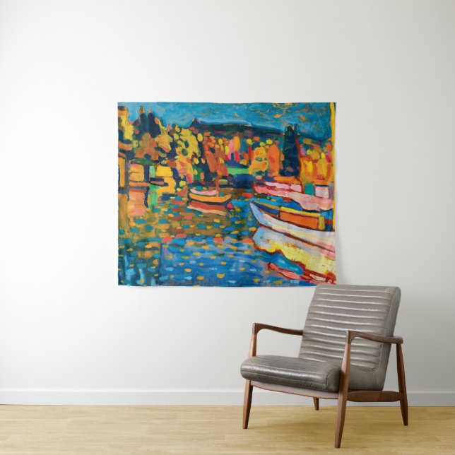 Autumn Landscape with Boats by Wassily Kandinsky Tapestry (In Situ (Horizontal))