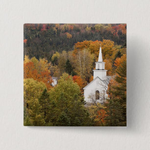 Autumn landscape with church, Vermont, USA 15 Cm Square Badge