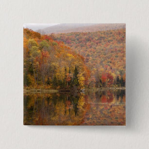 Autumn landscape with lake, Vermont, USA 2 15 Cm Square Badge