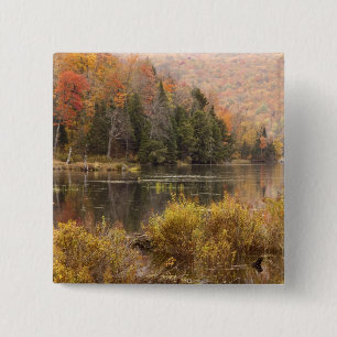 Autumn landscape with lake, Vermont, USA 3 15 Cm Square Badge