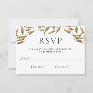Autumn Laurel Wreath Monogram Wedding RSVP Card