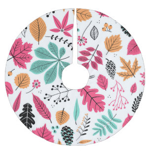 Autumn Leaf Abstract Seamless Pattern Brushed Polyester Tree Skirt