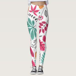 Autumn Leaf Abstract Seamless Pattern Leggings