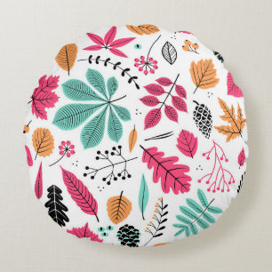 Autumn Leaf Abstract Seamless Pattern Round Cushion