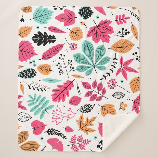 Autumn Leaf Abstract Seamless Pattern Sherpa Blanket (Front)