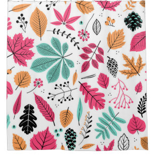 Autumn Leaf Abstract Seamless Pattern Shower Curtain