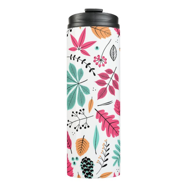 Autumn Leaf Abstract Seamless Pattern Thermal Tumbler (Front)