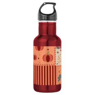 Autumn Leaf Acorn Patchwork Pattern Art 532 Ml Water Bottle