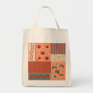 Autumn Leaf Acorn Patchwork Pattern Art Tote Bag