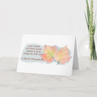 Autumn Leaf and Fitzgerald Quote Blank Card