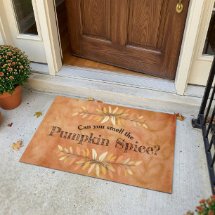 Autumn Leaf Borders Pumpkin Spice Welcome Custom Doormat