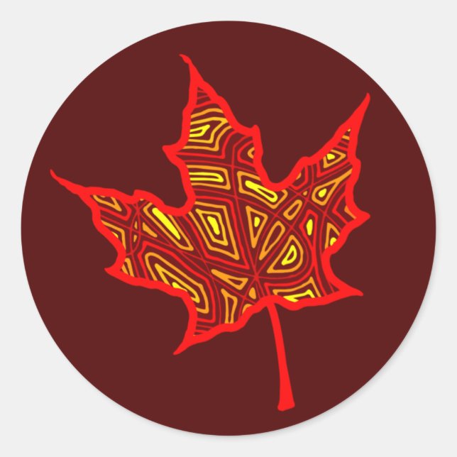 Autumn Leaf Classic Round Sticker (Front)
