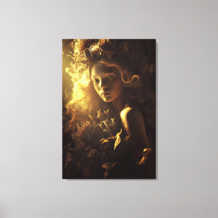 Autumn Leaf Cocoon Girl Golden Glow Canvas Print