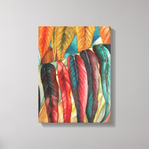 autumn leaf colours original stylised modern art canvas print