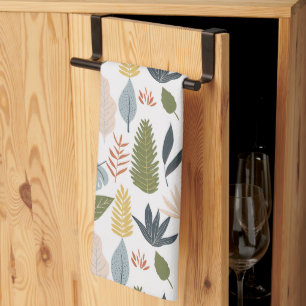 Autumn leaf Cute colours Sage green and orange Tea Towel