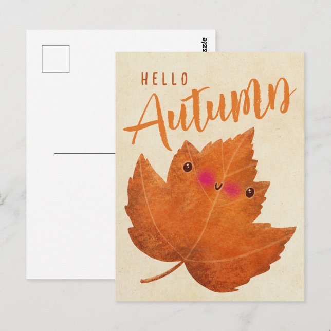 Autumn Leaf Cute Halloween Thanksgiving Fall Postcard (Front/Back)