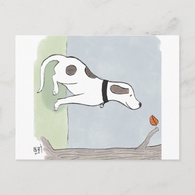 Autumn Leaf Dog postcard (Front)