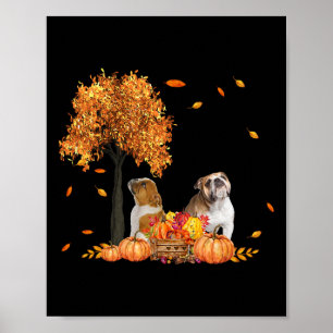 Autumn Leaf Fall Dog Lover Halloween Thanksgiving  Poster
