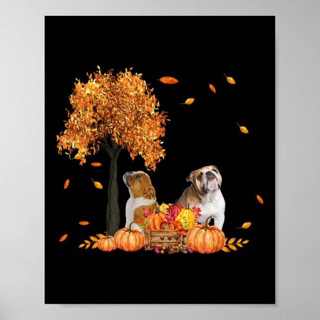 Autumn Leaf Fall Dog Lover Halloween Thanksgiving  Poster (Front)