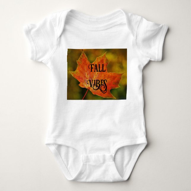 Autumn Leaf Fall Vibes Baby Bodysuit (Front)