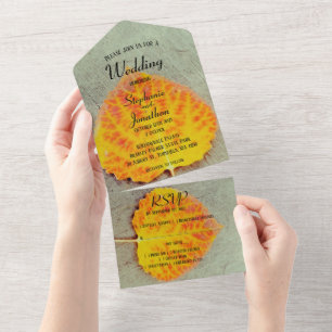 Autumn Leaf Fall Wedding  All In One Invitation