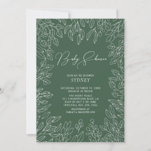 Autumn Leaf   Green Neutral Baby Shower Invitation