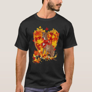 Autumn Leaf Heart Greyhound Scarf Fall T-Shirt