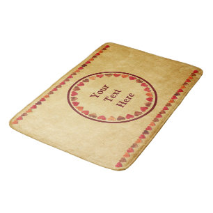 Autumn Leaf Hearts On Old Paper Bath Mat