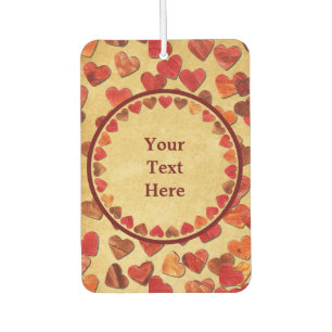 Autumn Leaf Hearts On Old Paper Car Air Freshener