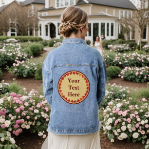 Autumn Leaf Hearts On Old Paper Denim Jacket