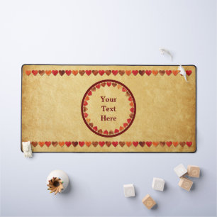 Autumn Leaf Hearts On Old Paper Desk Mat