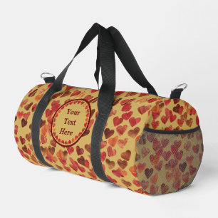 Autumn Leaf Hearts On Old Paper Duffle Bag