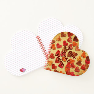 Autumn Leaf Hearts On Old Paper Notebook